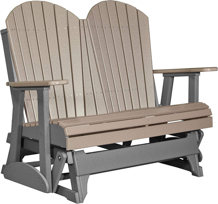 LuxCraft LuxCraft Weatherwood 4 ft. Recycled Plastic Adirondack Outdoor Glider Weatherwood on Slate Adirondack Glider 4APGWWS