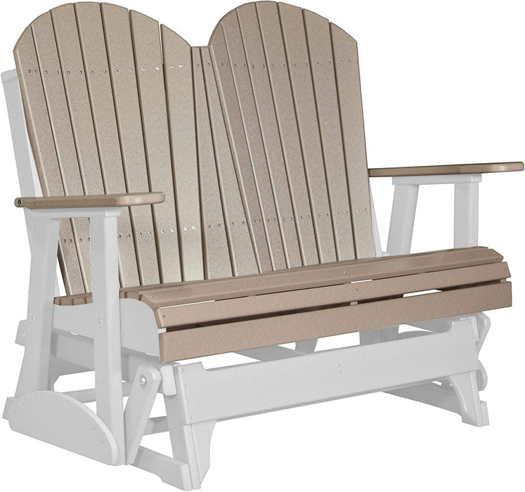 LuxCraft LuxCraft Weatherwood 4 ft. Recycled Plastic Adirondack Outdoor Glider Weatherwood on White Adirondack Glider 4APGWWWH