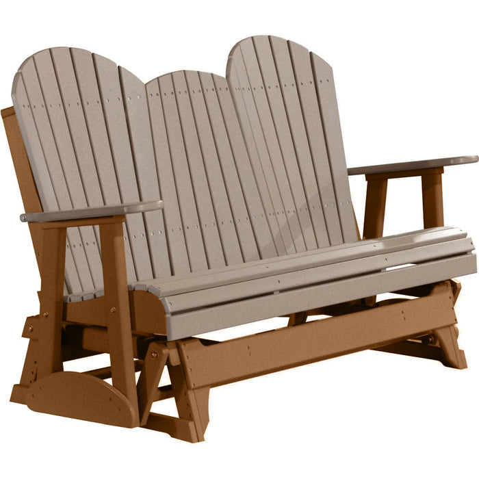 LuxCraft LuxCraft Weatherwood 5 ft. Recycled Plastic Adirondack Outdoor Glider Weatherwood on Antique Mahogany Adirondack Glider