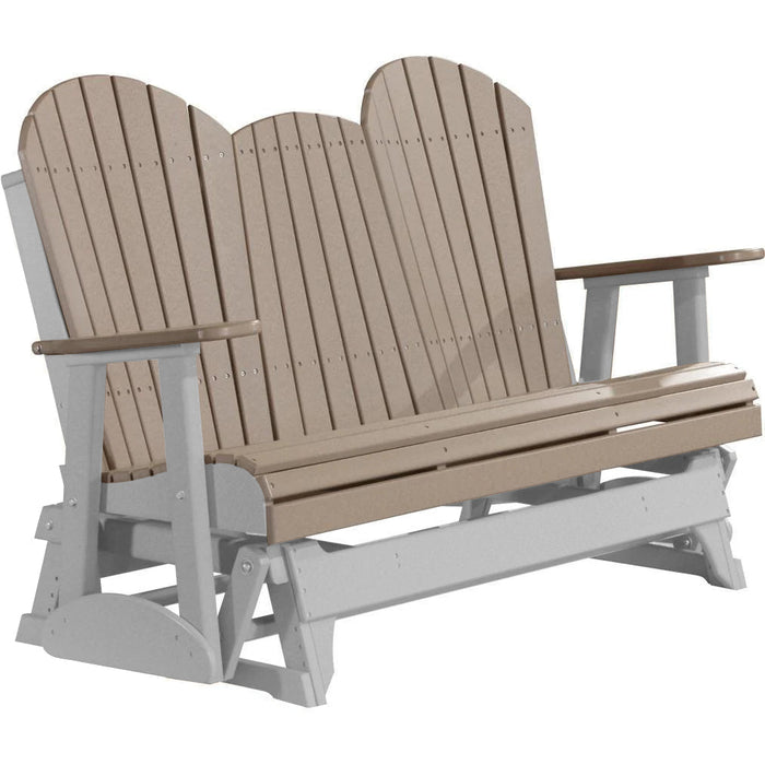 LuxCraft LuxCraft Weatherwood 5 ft. Recycled Plastic Adirondack Outdoor Glider Weatherwood on Dove Gray Adirondack Glider 5APGWWDG