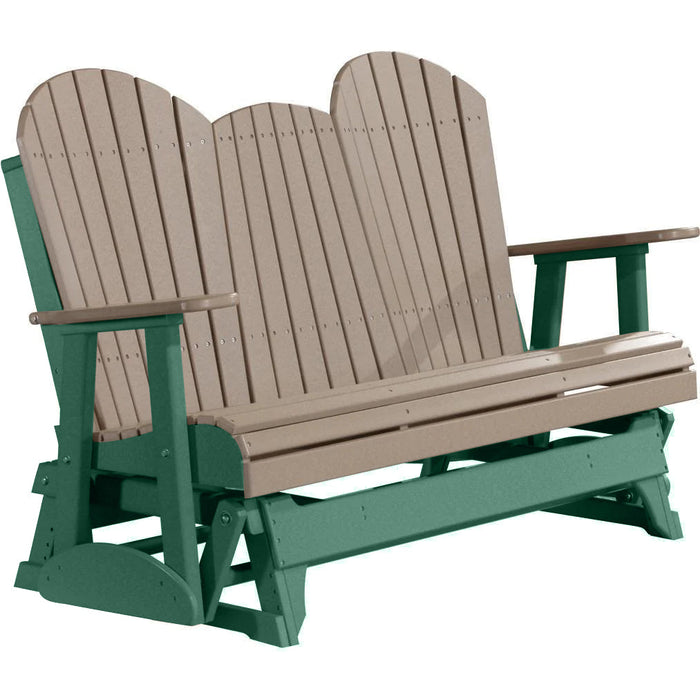 LuxCraft LuxCraft Weatherwood 5 ft. Recycled Plastic Adirondack Outdoor Glider Weatherwood on Green Adirondack Glider