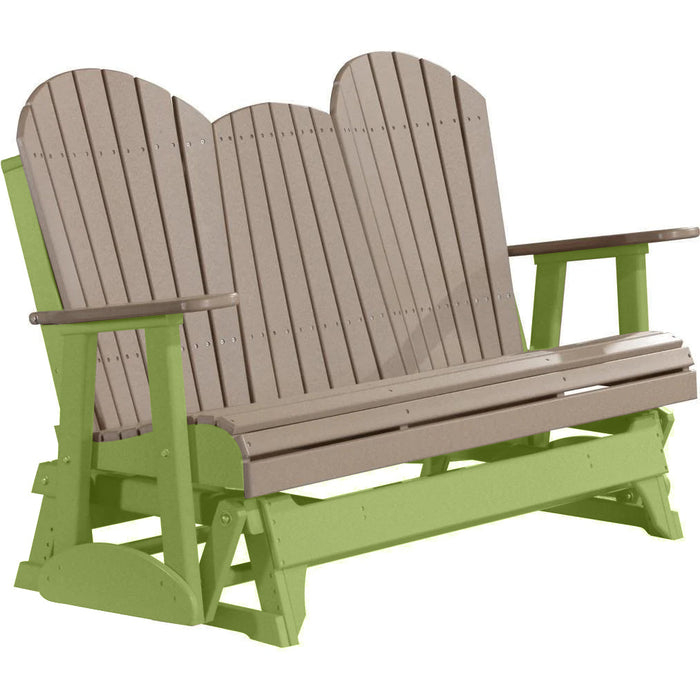 LuxCraft LuxCraft Weatherwood 5 ft. Recycled Plastic Adirondack Outdoor Glider Weatherwood on Lime Green Adirondack Glider