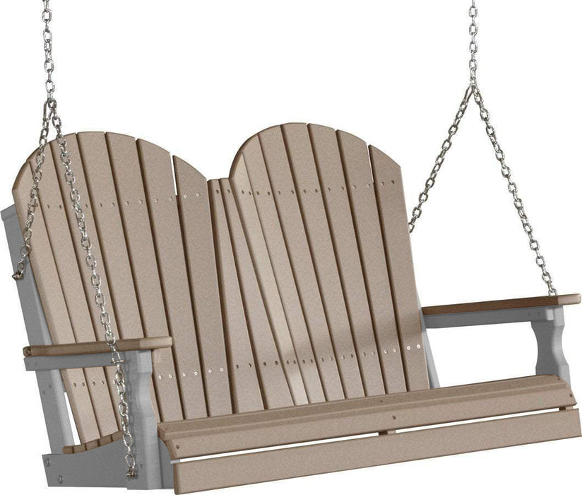 LuxCraft LuxCraft Weatherwood Adirondack 4ft. Recycled Plastic Porch Swing Weatherwood on Gray / Adirondack Porch Swing Porch Swing 4APSWWGR