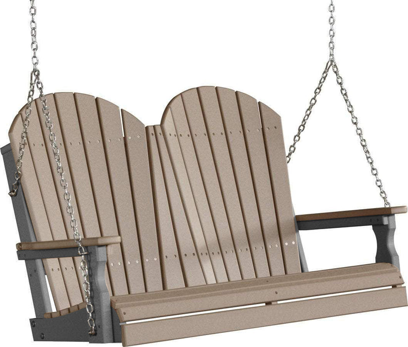 LuxCraft LuxCraft Weatherwood Adirondack 4ft. Recycled Plastic Porch Swing Weatherwood on Slate / Adirondack Porch Swing Porch Swing 4APSWWS