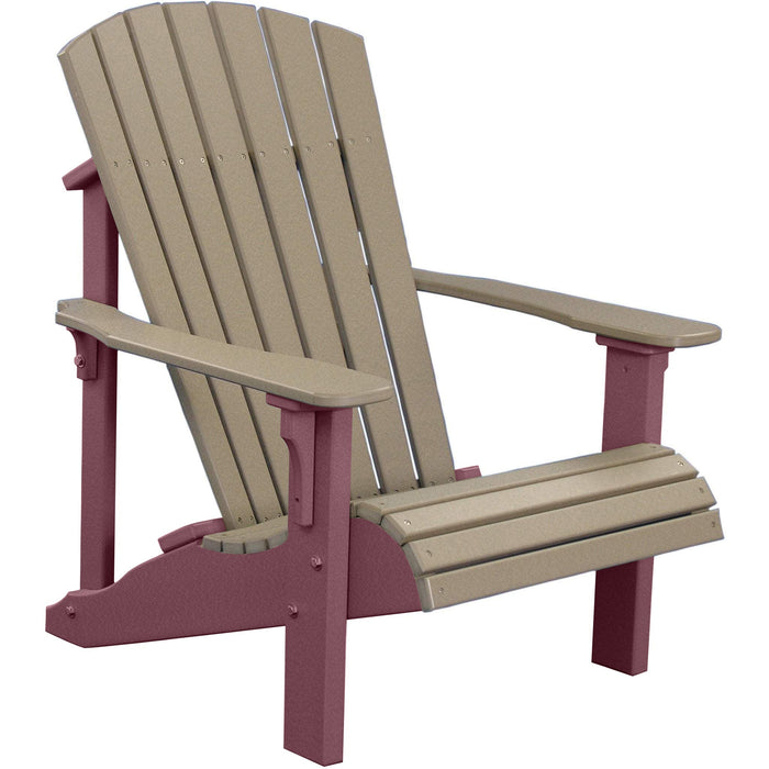 LuxCraft LuxCraft Weatherwood Deluxe Recycled Plastic Adirondack Chair Weatherwood on Cherrywood Adirondack Deck Chair PDACWWCW