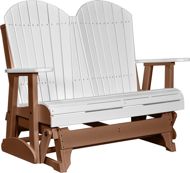 LuxCraft LuxCraft White 4 ft. Recycled Plastic Adirondack Outdoor Glider White on Antique Mahogany Adirondack Glider 4APGWAM