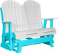 LuxCraft LuxCraft White 4 ft. Recycled Plastic Adirondack Outdoor Glider White on Aruba Blue Adirondack Glider 4APGWAB