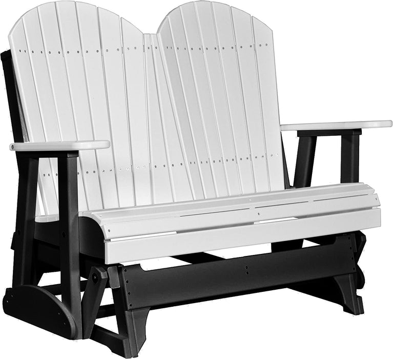 LuxCraft LuxCraft White 4 ft. Recycled Plastic Adirondack Outdoor Glider White on Black Adirondack Glider 4APGWB