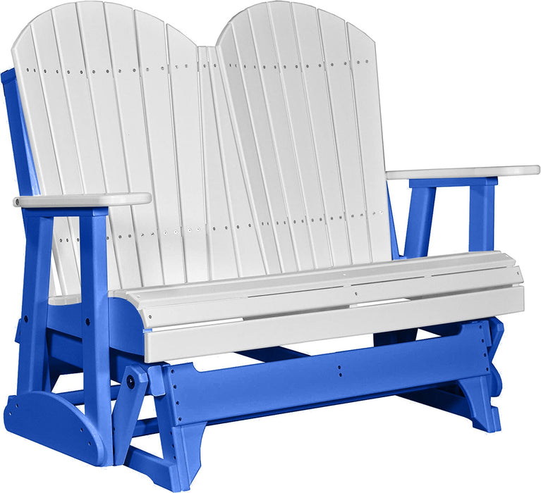 LuxCraft LuxCraft White 4 ft. Recycled Plastic Adirondack Outdoor Glider White on Blue Adirondack Glider 4APGWBL