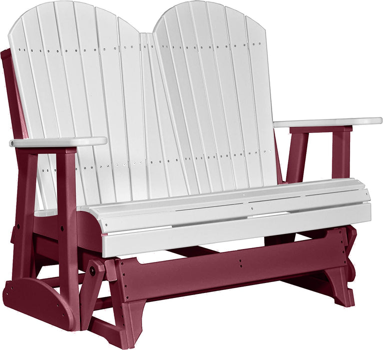 LuxCraft LuxCraft White 4 ft. Recycled Plastic Adirondack Outdoor Glider White on Cherrywood Adirondack Glider 4APGWCW