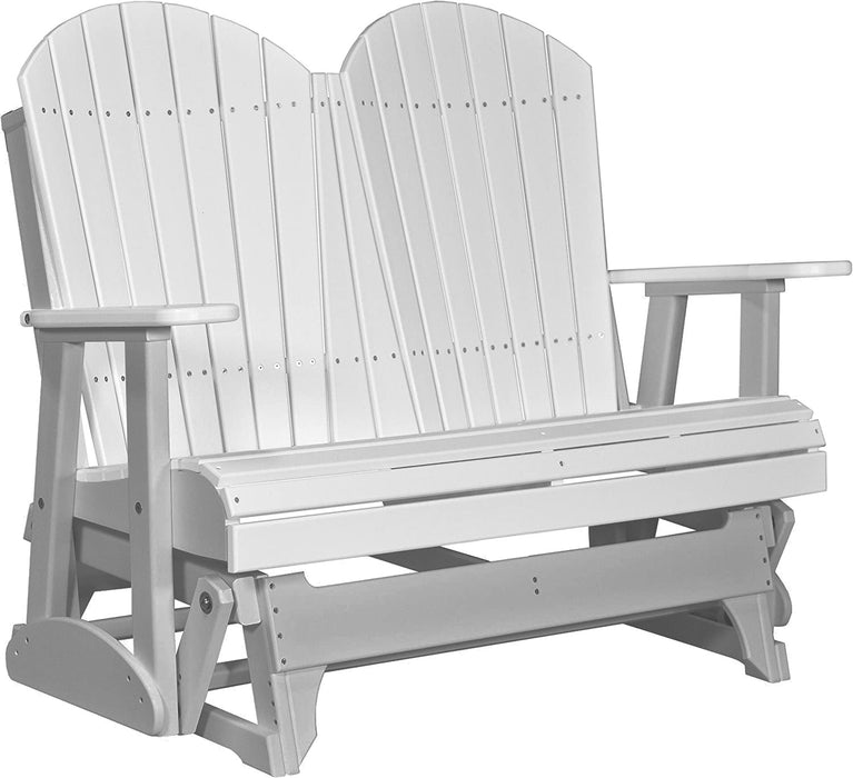 LuxCraft LuxCraft White 4 ft. Recycled Plastic Adirondack Outdoor Glider White on Dove Gray Adirondack Glider 4APGWDG