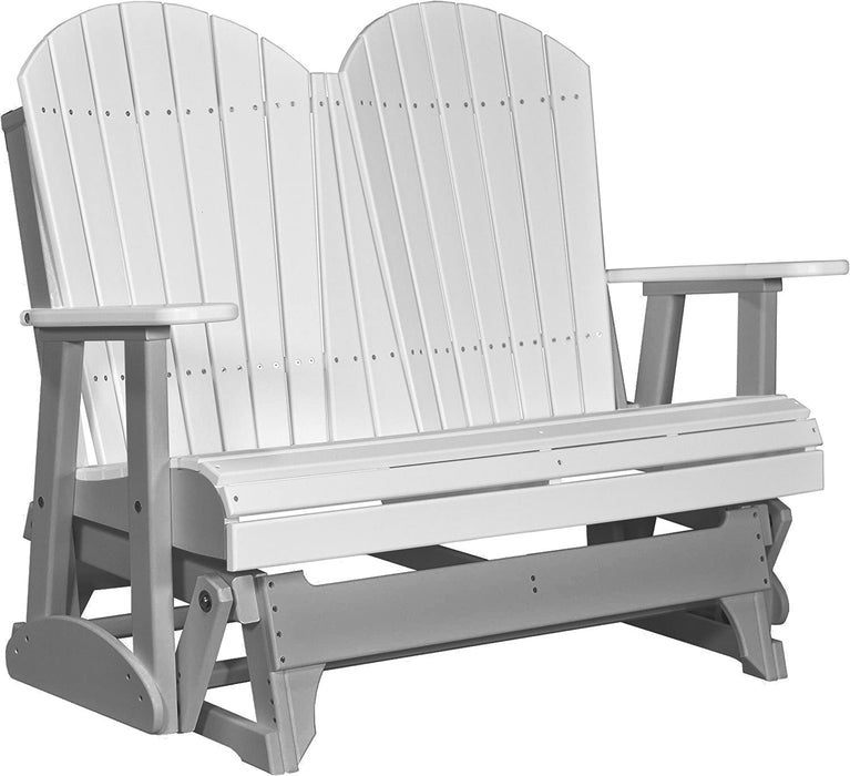 LuxCraft LuxCraft White 4 ft. Recycled Plastic Adirondack Outdoor Glider White on Gray Adirondack Glider 4APGWGR