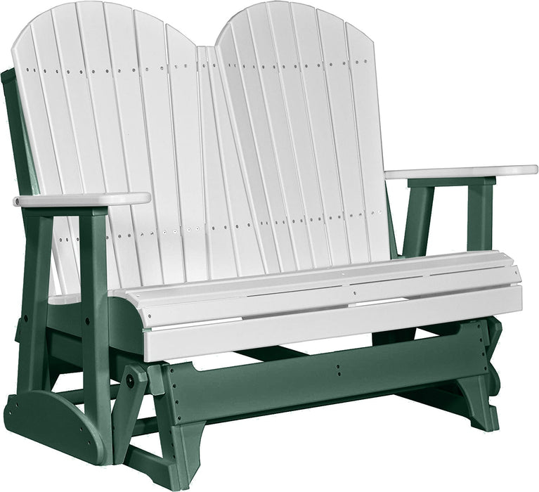 LuxCraft LuxCraft White 4 ft. Recycled Plastic Adirondack Outdoor Glider White on Green Adirondack Glider 4APGWG