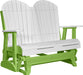 LuxCraft LuxCraft White 4 ft. Recycled Plastic Adirondack Outdoor Glider White on Lime Green Adirondack Glider 4APGWLG