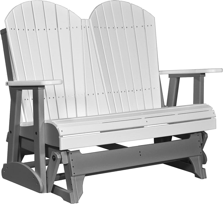 LuxCraft LuxCraft White 4 ft. Recycled Plastic Adirondack Outdoor Glider White on Slate Adirondack Glider 4APGWS