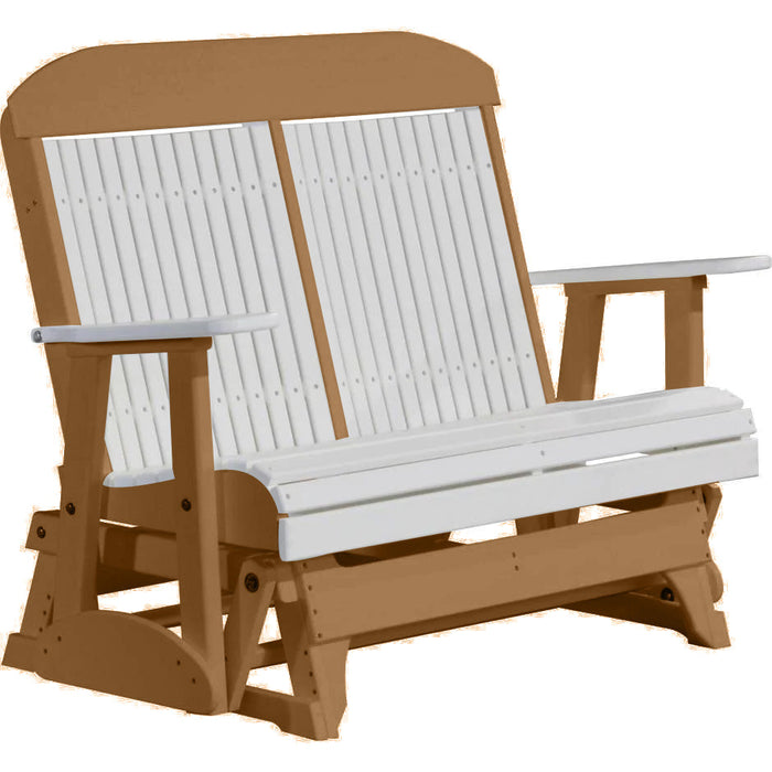 LuxCraft LuxCraft White 4 ft. Recycled Plastic Highback Outdoor Glider Bench White on Cedar Highback Glider 4CPGWC