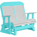 LuxCraft LuxCraft White 4 ft. Recycled Plastic Highback Outdoor Glider Bench With Cup Holder White on Aruba Blue Highback Glider 4CPGWAB