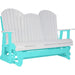 LuxCraft LuxCraft White 5 ft. Recycled Plastic Adirondack Outdoor Glider White on Aruba Blue Adirondack Glider 5APGWAB