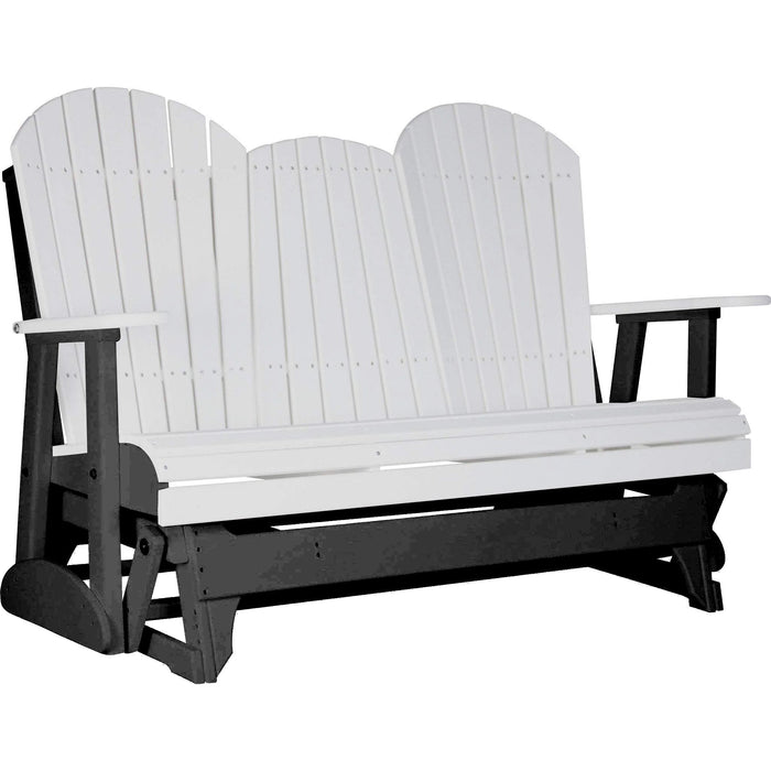 LuxCraft LuxCraft White 5 ft. Recycled Plastic Adirondack Outdoor Glider White on Black Adirondack Glider 5APGWB