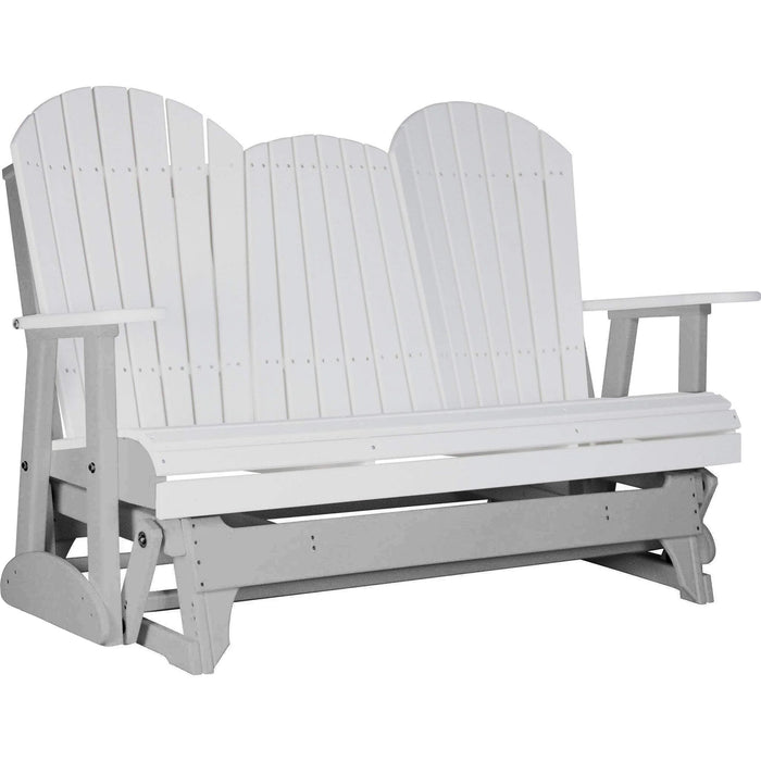 LuxCraft LuxCraft White 5 ft. Recycled Plastic Adirondack Outdoor Glider White on Dove Gray Adirondack Glider 5APGWDG