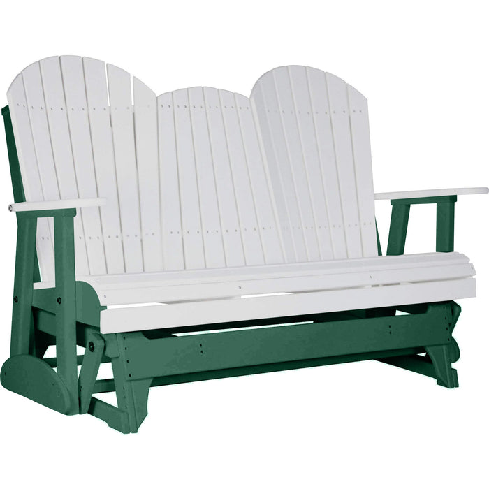 LuxCraft LuxCraft White 5 ft. Recycled Plastic Adirondack Outdoor Glider White on Green Adirondack Glider 5APGWG