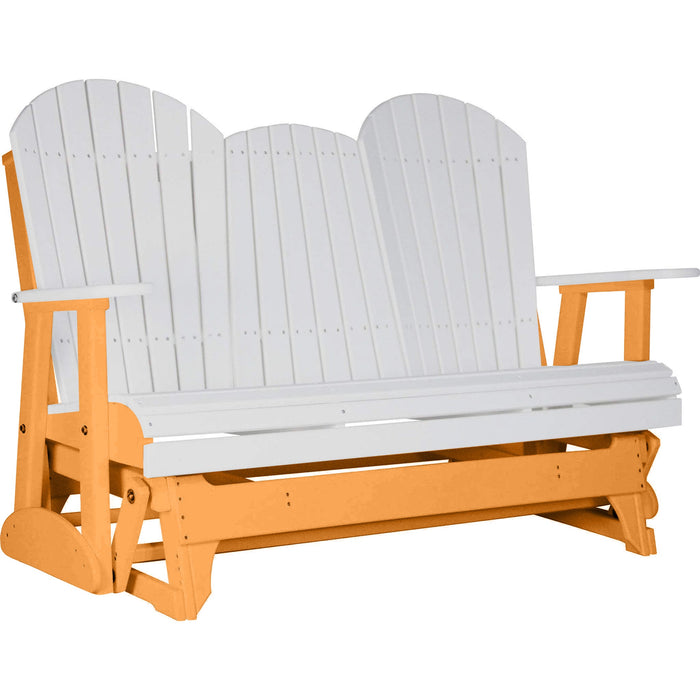 LuxCraft LuxCraft White 5 ft. Recycled Plastic Adirondack Outdoor Glider White on Tangerine Adirondack Glider 5APGWT