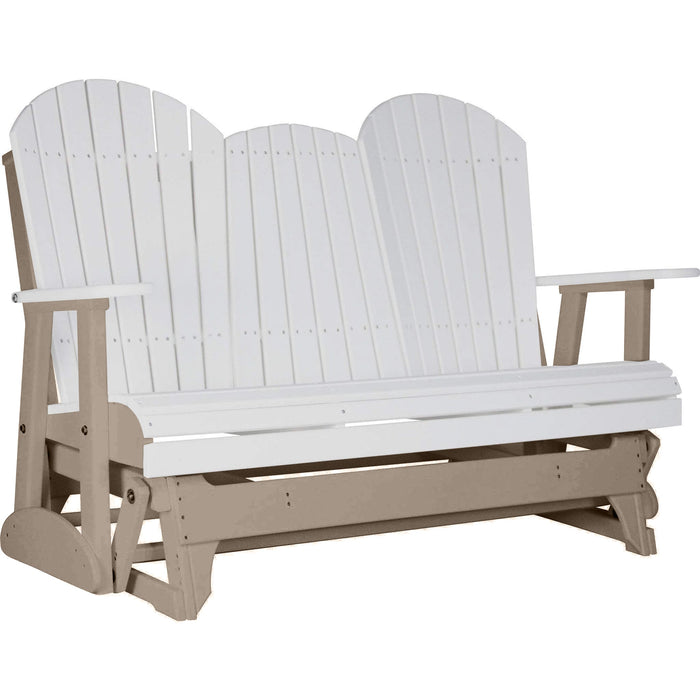 LuxCraft LuxCraft White 5 ft. Recycled Plastic Adirondack Outdoor Glider White on Weatherwood Adirondack Glider 5APGWWW