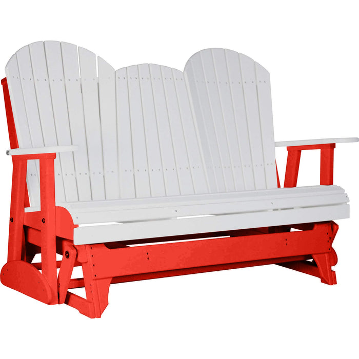 LuxCraft LuxCraft White 5 ft. Recycled Plastic Adirondack Outdoor Glider With Cup Holder White on Red Adirondack Glider 5APGWR-CH