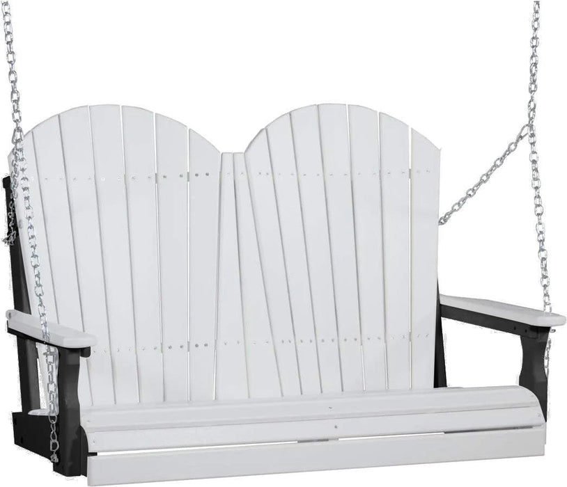 LuxCraft LuxCraft White Adirondack 4ft. Recycled Plastic Porch Swing White on Black / Adirondack Porch Swing Porch Swing 4APSWB