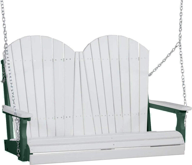 LuxCraft LuxCraft White Adirondack 4ft. Recycled Plastic Porch Swing White on Green / Adirondack Porch Swing Porch Swing 4APSWG