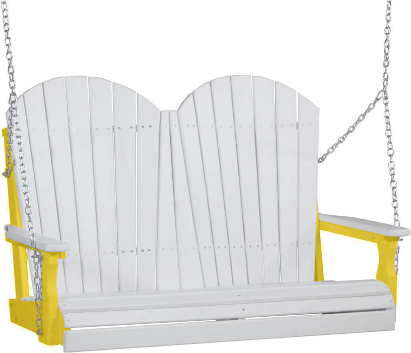 LuxCraft LuxCraft White Adirondack 4ft. Recycled Plastic Porch Swing White on Yellow / Adirondack Porch Swing Porch Swing 4APSWY