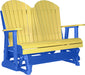 LuxCraft LuxCraft Yellow 4 ft. Recycled Plastic Adirondack Outdoor Glider With Cup Holder Yellow on Blue Adirondack Glider 4APGYBL-CH