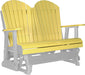 LuxCraft LuxCraft Yellow 4 ft. Recycled Plastic Adirondack Outdoor Glider With Cup Holder Yellow on Dove Gray Adirondack Glider 4APGYDG-CH