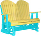 LuxCraft LuxCraft Yellow 4 ft. Recycled Plastic Adirondack Outdoor Glider Yellow on Aruba Blue Adirondack Glider 4APGYAB