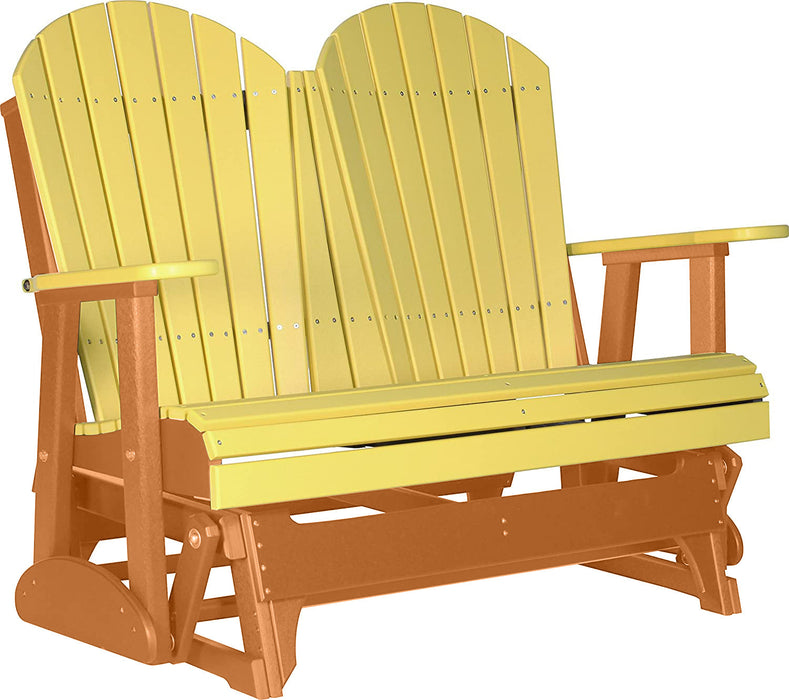 LuxCraft LuxCraft Yellow 4 ft. Recycled Plastic Adirondack Outdoor Glider Yellow on Tangerine Adirondack Glider 4APGYT