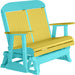 LuxCraft LuxCraft Yellow 4 ft. Recycled Plastic Highback Outdoor Glider Bench Yellow on Aruba Blue Highback Glider 4CPGYAB