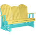 LuxCraft LuxCraft Yellow 5 ft. Recycled Plastic Adirondack Outdoor Glider Yellow on Aruba Blue Adirondack Glider 5APGYAB