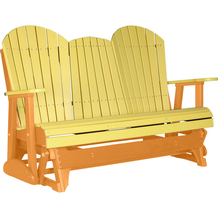 LuxCraft LuxCraft Yellow 5 ft. Recycled Plastic Adirondack Outdoor Glider Yellow on Tangerine Adirondack Glider 5APGYT