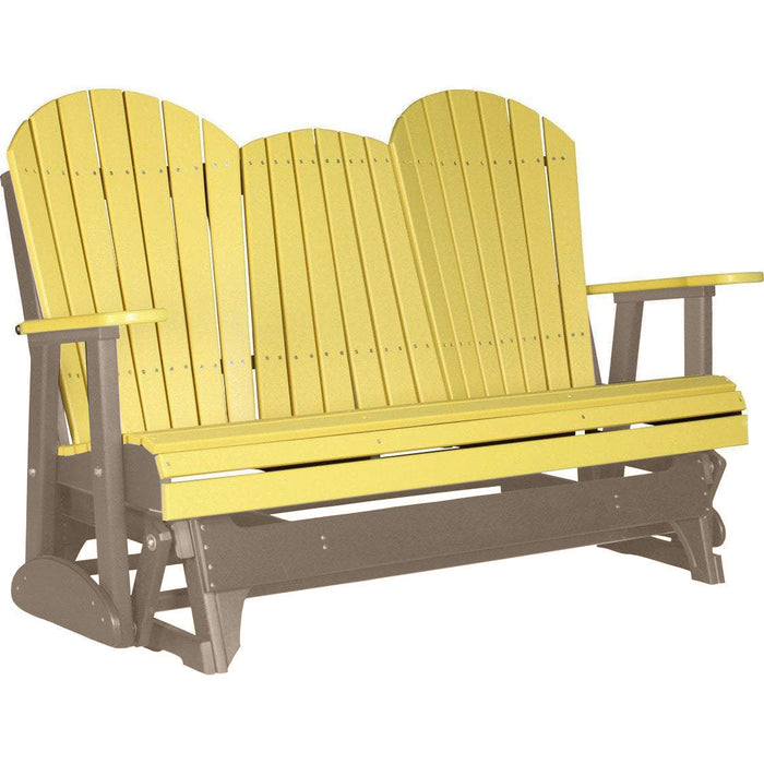 LuxCraft LuxCraft Yellow 5 ft. Recycled Plastic Adirondack Outdoor Glider Yellow on Weatherwood Adirondack Glider 5APGYWW