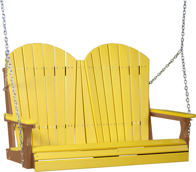 LuxCraft LuxCraft Yellow Adirondack 4ft. Recycled Plastic Porch Swing With Cup Holder Yellow on Cedar / Adirondack Porch Swing Porch Swing 4APSYC-CH