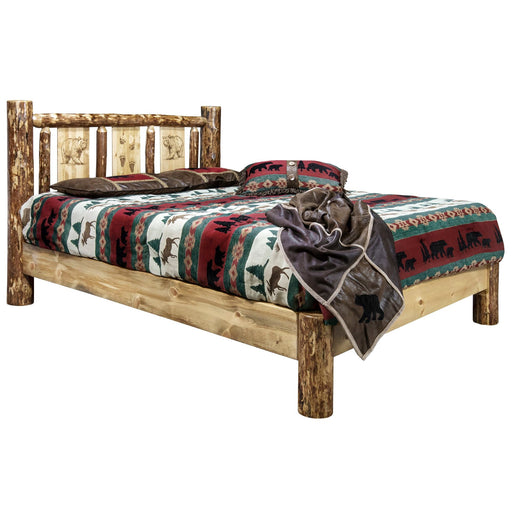 Montana Woodworks Glacier Country Platform Bed w/ Laser Engraved Design Bear / Twin Beds MWGCPBTLZBEAR 661890433950