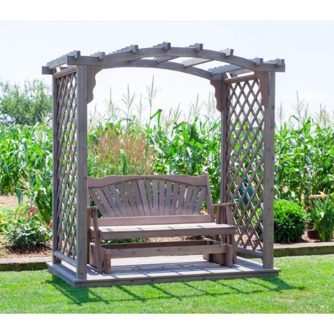 A & L Furniture A & L Furniture Amish Handcrafted Pine Jamesport Arbor w/ Deck & Glider Pine Arbor