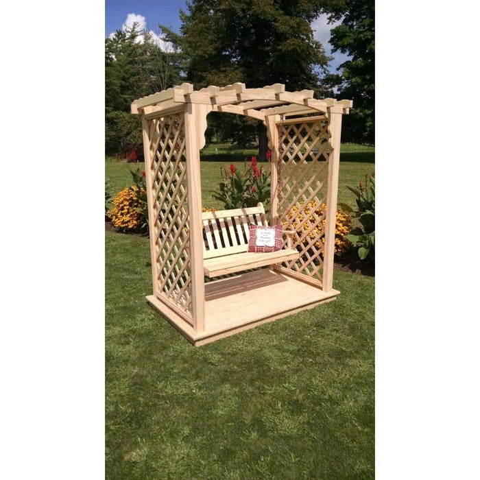 A & L Furniture A & L Furniture Amish Handcrafted Pine Jamesport Arbor w/ Deck & Swing 5 ft / Pine Stain Pine Arbor 1533-PS