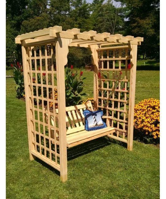 A & L Furniture A & L Furniture Amish Handcrafted Pine Lexington Arbor & Swing 5 ft / pine Stain Pine Arbor 1514-CS