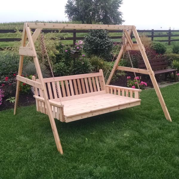 A & L Furniture A & L Furniture Cedar 2x4 A-Frame Swing Stand for Swing or Swingbed (Hangers Included) Swing Stand