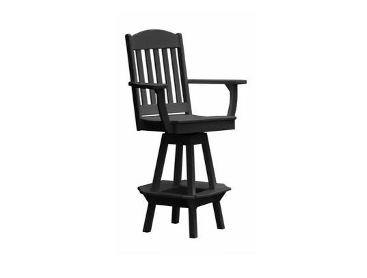 A & L Furniture A & L Furniture Classic Swivel Bar Chair w/ Arms Black Dining Chair 4120-Black