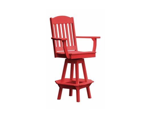 A & L Furniture A & L Furniture Classic Swivel Bar Chair w/ Arms Bright Red Dining Chair 4120-BrightRed