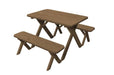 A & L Furniture A & L Furniture Cross-leg Table w/2 Benches - Specify for FREE 2" Umbrella Hole Table & Benche