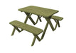 A & L Furniture A & L Furniture Cross-leg Table w/2 Benches - Specify for FREE 2" Umbrella Hole Table & Benche