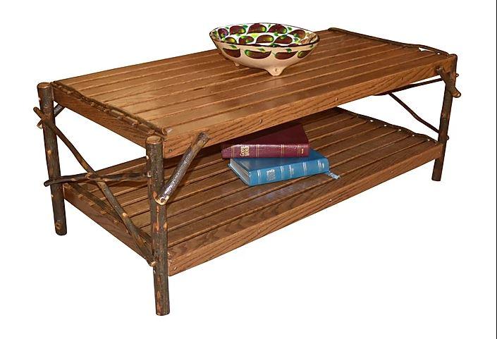 A & L Furniture A & L Furniture Hickory Coffee Table with Shelf Walnut Finish Coffee Table 2082-Walnut Finish